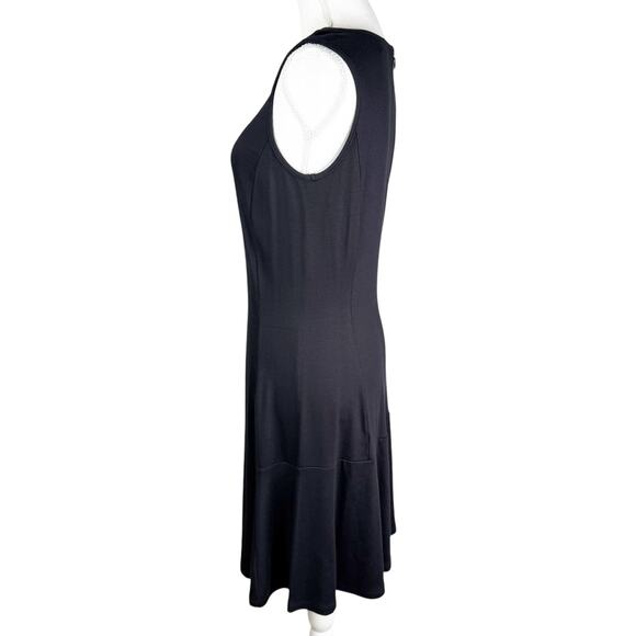 Donna Ricco Fit and Flare Sleeveless Dress LBD Black Stretch Knit  Knee Length L - Picture 3 of 7